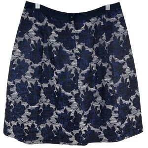 $79 PLUS 14 WEEKEND by MAX MARA blue black silver jacquard women's mini skirt